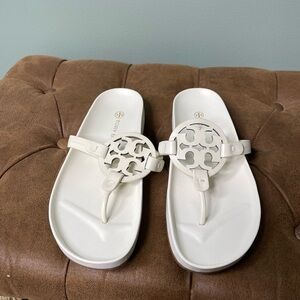 Tory Burch White Slide Sandals